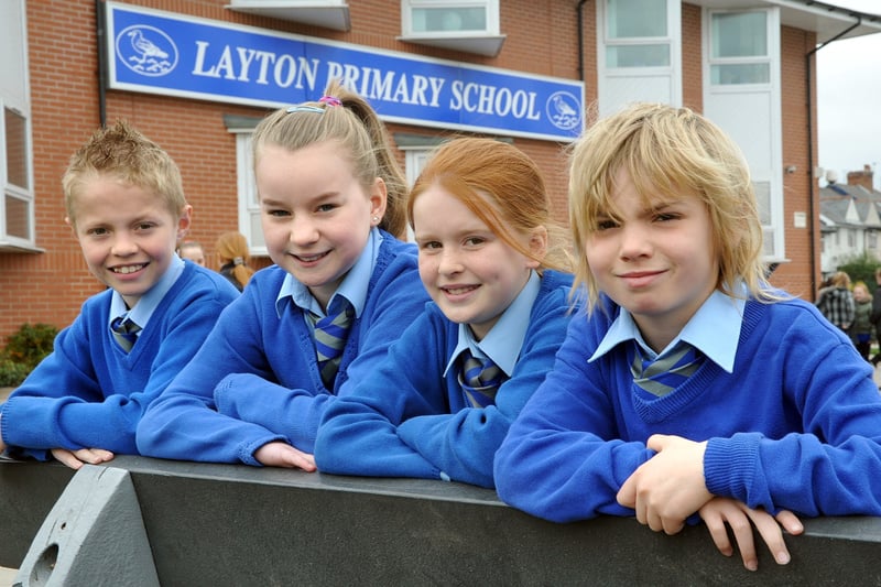 Layton Primary school league tables. L-R Nathan Kirk, Bethanie Drake, Tielah Ashford and Billy Hindle