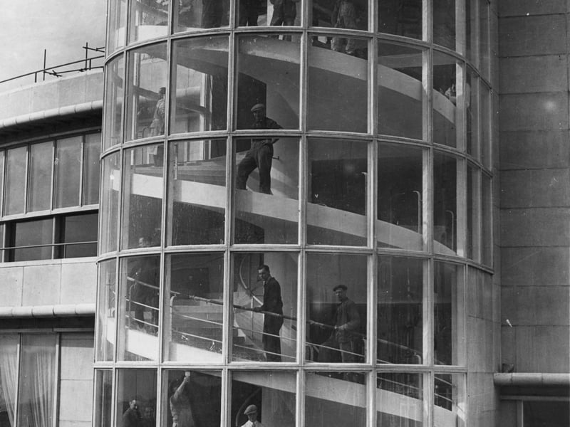 11th May 1939: The glassed-in circular staircase at the new casino on the Blackpool pleasure beach, England