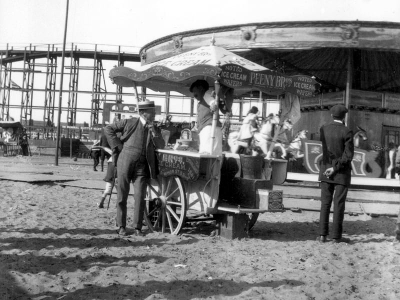 Sand was still close by to the rides in the early days of Blackpool Pleasure Beach before New South Promenade was built