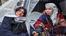 Sahar Awadullah (left) and Lena Mussa have slept in a tent outside Sheffield Town Hall since January 5 in their campaign for the UK Government to call for a ceasefire in the Israel Palestine War. At the time of this picture, Lena has not eaten in five days.