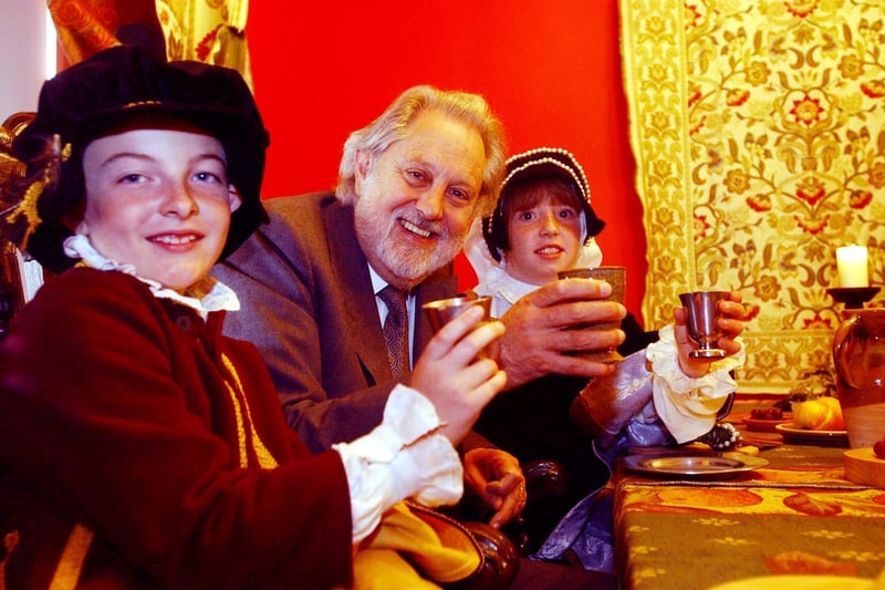 Lord David Puttnam joined a medieval lunch with the children at Washington Old Hall in 2004.
Here he is with Thomas Parker and Lauren Wylie.