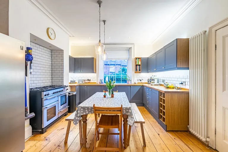The open-plan kitchen offers lots of room for a large dining table.