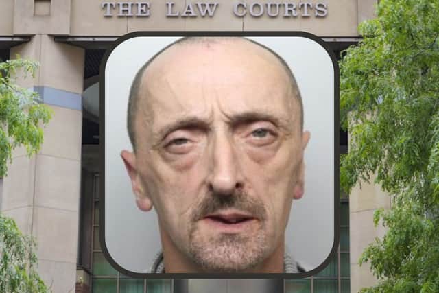 Prosecutor Stephen Grattage told Sheffield Crown Court that 44-year-old Richard Golding (pictured) has spent the last 31 years of his life committing burglaries, and more recently, has ramped up his offending to include violence. 