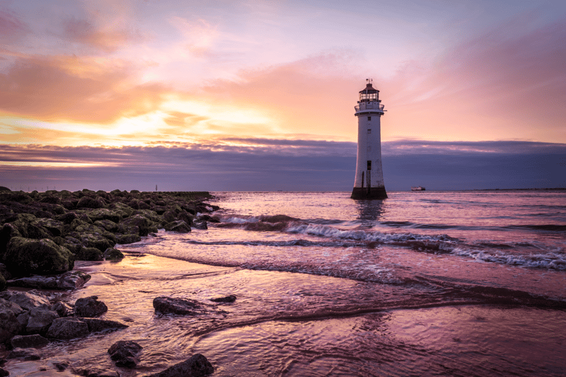 New Brighton is the perfect place to watch the sunset, with a fabulous view of Perch Rock Lighthouse. Walk further up the promenade and admire the Liverpool skyline too!