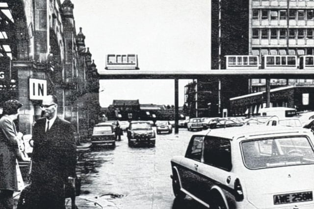 A £10 million, nine-station monorail system was proposed in Sheffield in 1973. Driverless carriages would take passengers along two miles of electrified tracks from the Midland railway station, above the Hole In The Road, and up to Fargate before hooking past the Town Hall and descending down The Moor. Sheffield was to pilot a Government scheme for monorail networks in big places. However, criticism grew and the idea was quietly dropped