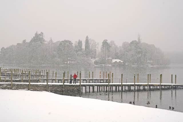 Snowy conditions at Derwentwater in Cumbria's Lake District Picture: Owen Humphreys/PA Wire 