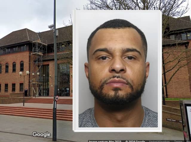 Mitchel Whitaker, pictured, was jailed for over three years at Derby Crown Court, after he  pleaded guilty to possession with intent to supply heroin and crack.