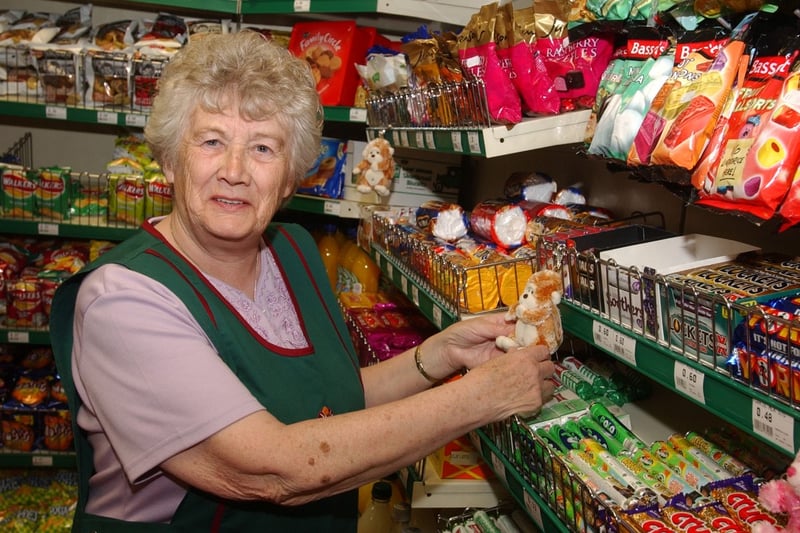 Margaret Scott on duty at the  shop in Sunderland Royal Hospital in 2005.
By then, she had been volunteering for the service for 32 years.