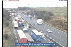 The M1 is facing major disruption northbound after a crash this afternoon. Pictures show the tailbacks following the incident, on the northbound  carriageway between J30 and J31