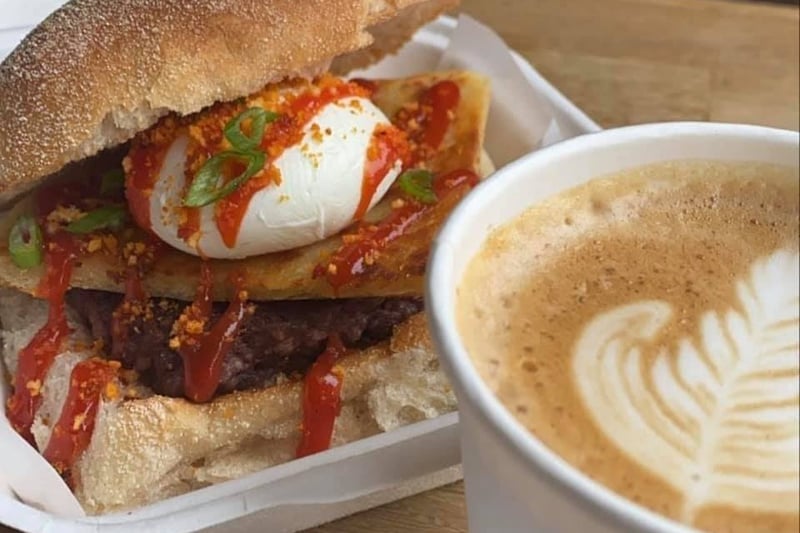 You'll find Gizzi's Espresso Bar on Kilmarnock Road. Make sure to try this crispy roll with steak lorne sausage, potato scone, poached egg, nduja crumb and spicy ketchup. 