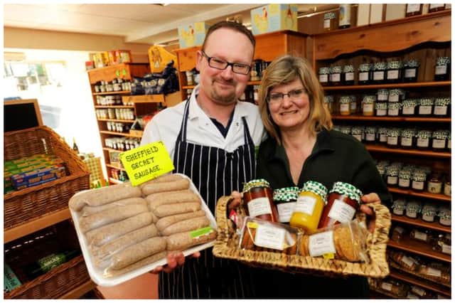 Pictured is Chris Beech at his 'Inner City Farm Shop' on South Road, Walkley.Chris is with his wife Donna. Picture: 
Steve Ellis, National World