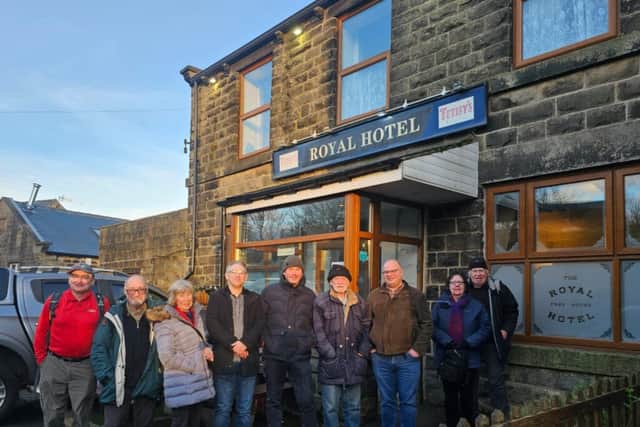 CAMRA real ale fans on 'last' visit to The Royal Hotel in Dungworth before it closes.