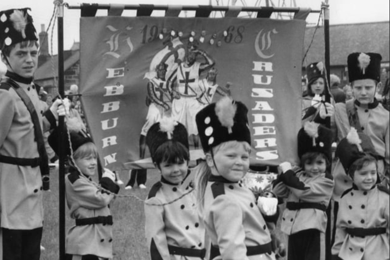 Hebburn Crusaders Jazz Band with their new banner in 1972. Are you pictured?