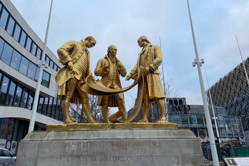 It was the church of manufacturers, merchants and industrial pioneers. Members of the congregation included Matthew Boulton and James Watt and both had their own box pews. Here's a picture of the Golden Boys statue dedicated to the pioneers in Centenary Square