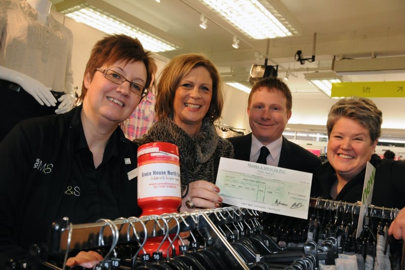 Commercial Manager Stuart Lamb was pictured in Sunderland's Marks and Spencer branch, alongside staff members Jackie Garmer and Patrice McCluskey.
They were handing over a cheque for £2,643 to Lesley Jackson from Grace House.