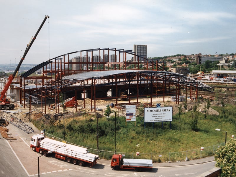 A photograph of the Newcastle Arena under construction Newcastle upon Tyne taken in 1995.