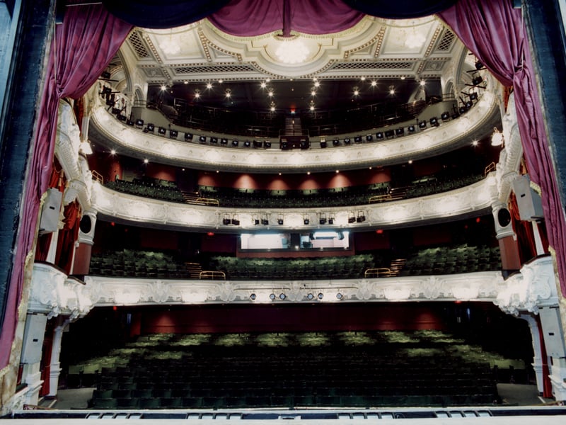 A view of the auditorium of the Theatre Royal Grey Street Newcastle upon Tyne taken in 1995. The photograph has been taken from the stage looking at the whole of the auditorium.