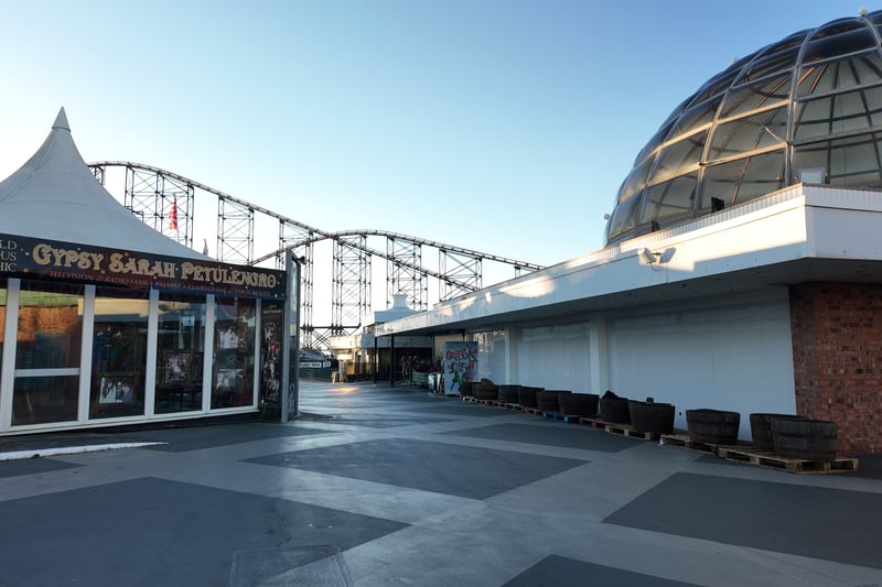The Pleasure Beach is eerily quiet off-season, when it is closed to the public.