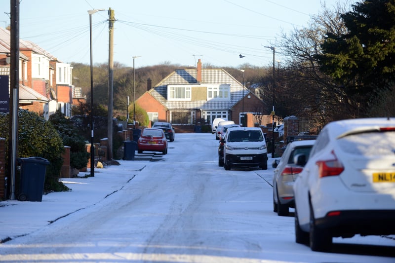 The streets of Sunderland covered in a layer of snow.