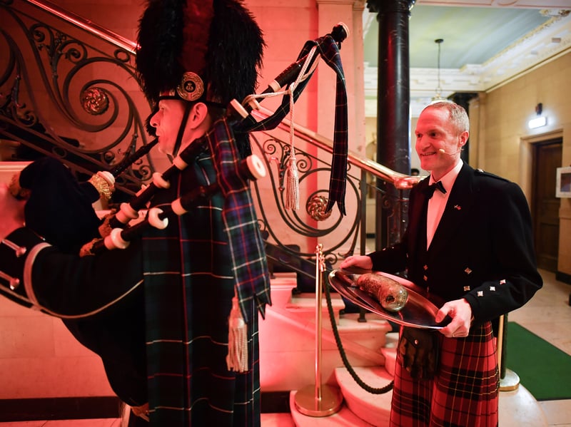 Depending on the size of a Burns Night celebration you may see guests being welcomed in by pipers. This typically occurs during larger events so if you’re putting something smaller together, playing traditional music will work just as well.