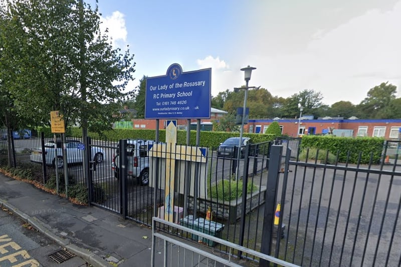 Our Lady of the Rosary RC Primary School in Urmston led the way with 97% of eligible students achieving the expected standard in reading, writing and maths in key stage two in the 2022-23 school year.

