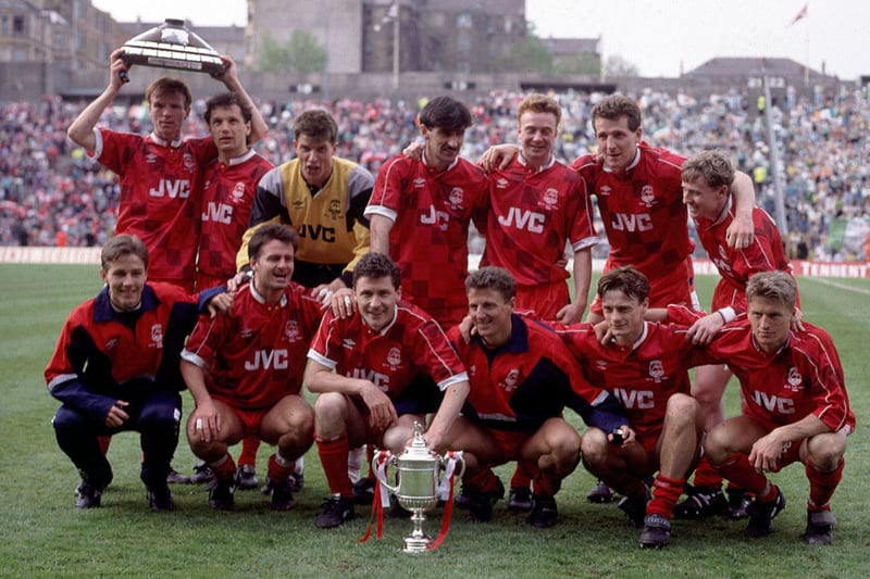 Aberdeen celebrating their Scottish Cup triumph in 1990.