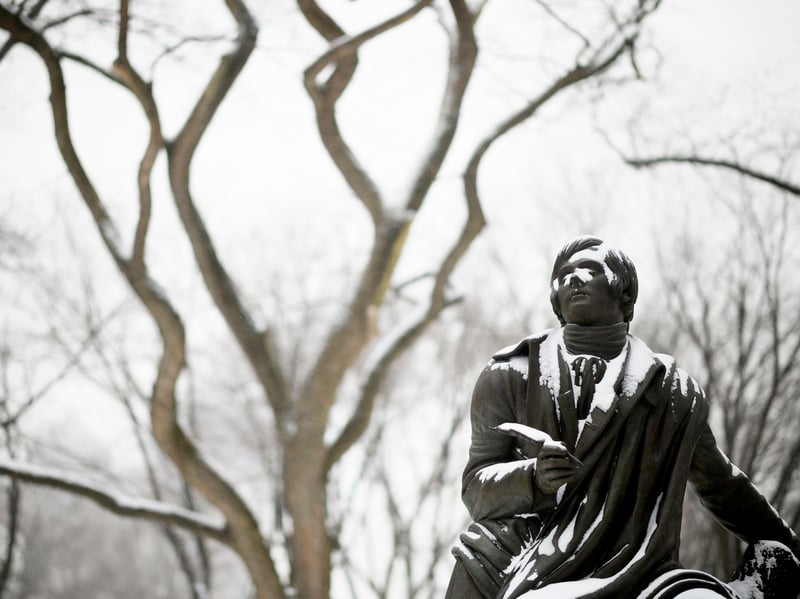 There are more than 60 landmarks and memorials dedicated to Robert Burns, making him one of the most popular non-religious figures around the world - as we can see here with this statue of Rabbie which sits in Central Park, New York. 