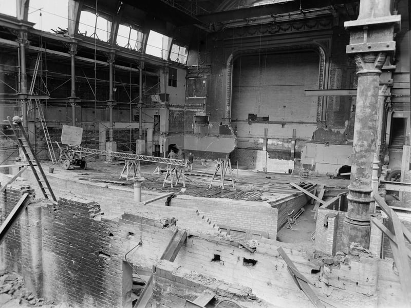 The shell is all that is left of the Hippodrome Theatre in Church Street as demolition workers made progress, 1962.
Originally the Empire Theatre, the ABC Theatre and more recently the Syndicate nightclub have occupied the site