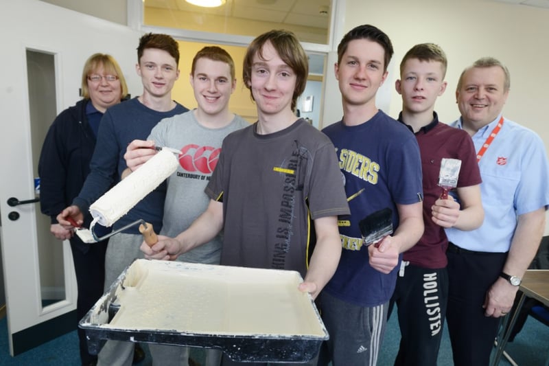 The company's apprentices redecorated Austin House, Southwick, in 2014.
The Salvation Army house got a new look thanks to Julie Judson and Graham Wharton from the Salvation Army, left to right; as well as Leibherr workers Michael Booth, Cameron Meechan, Danny Meek, Rory Foster, Ethan Gordon and Graham Wharton.