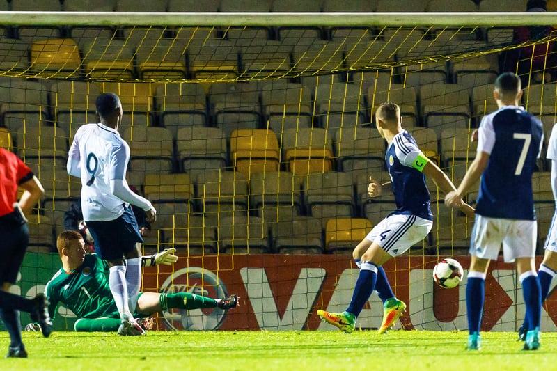 The French striker scores against Scotland in Livingston at the International Challenge match.