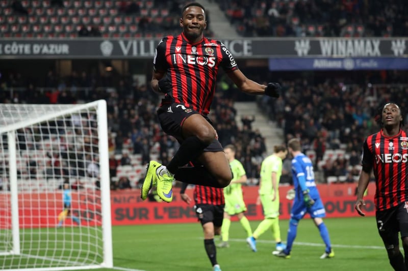Maolida celebrates scoring for Nice vs Angers in Ligue 1 fixture 