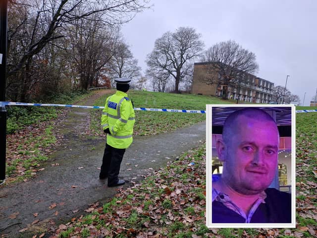 Police have issued an update on the murder of Robin Brabbon.  Picture shows Mr Brabban, and police near Leighton Road, Gleadless