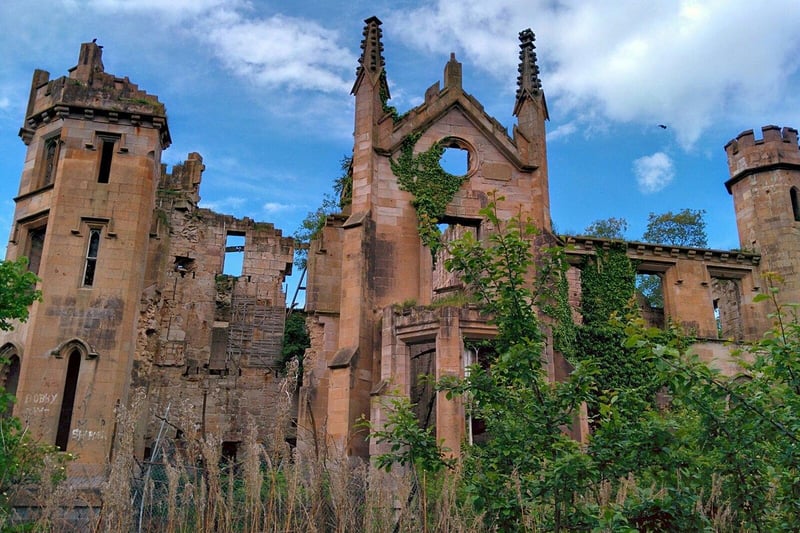 Now mostly lying in ruins, Cambusnethan House can be found near the Clyde in Wishaw woodlands. It was designed by James Gillespie Graham and completed in 1820. It is listed on the Buildings at Risk Register for Scotland as a building facing "critical" risk, having been damaged by fire in the 1980s.