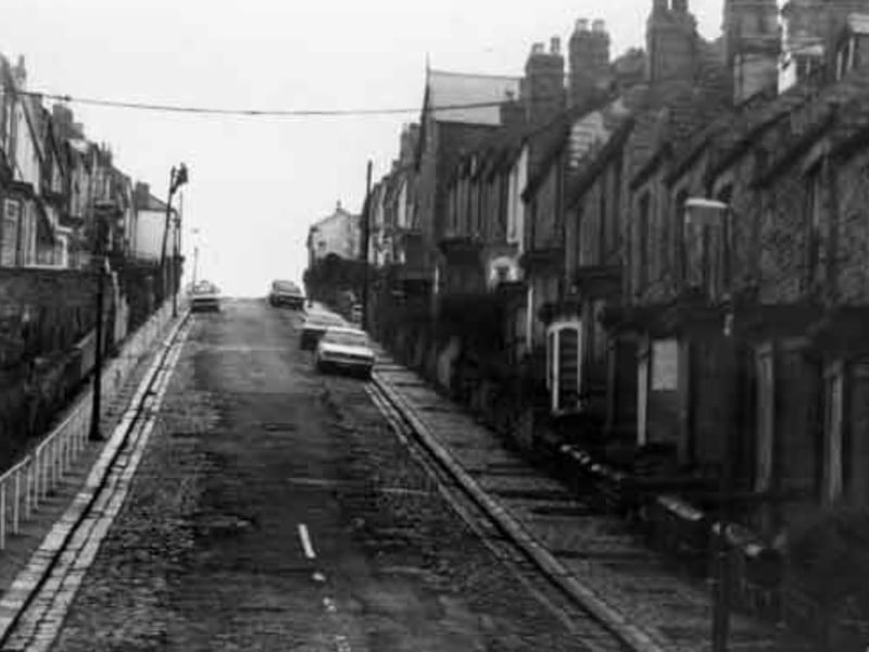 Blake Street, in Upperthorpe, which is officially Sheffield's steepest street, pictured in 1981