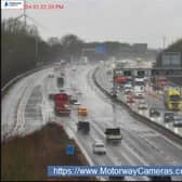 Flooding has closed two lanes of the M1 near Sheffield.