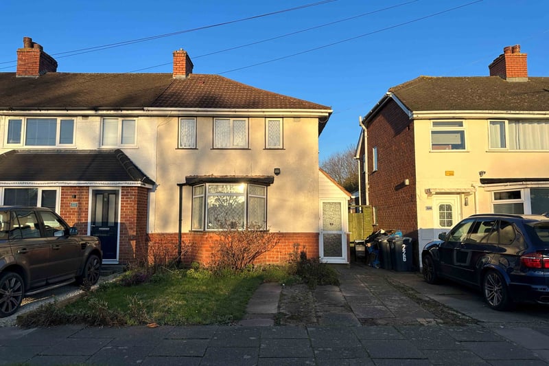 Also needing modernisation is a three-bedroomed, semi-detached home with a driveway and gardens at 224 Sladepool Farm Road in Druids Heath, and this has a guide price of £50,000+.
This property has a porch, hall, two reception rooms, kitchen with dining area and toilet on the ground floor, with a landing, three bedrooms and bathroom upstairs, plus gas central heating and double glazing.

 