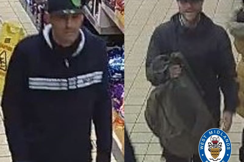 WMP statement: "Do you recognise these men? 
"We want to speak to them following a robbery at a store in Sutton Coldfield last month. At 4pm on Sunday 3 December, two men entered a supermarket on the Parade in the town centre. The two men selected and concealed food items before heading out of the store, threatening a staff member who challenged them as they made off.
If you can help please call 101 or use Live Chat on our website quoting the crime number 20/1050115/23."