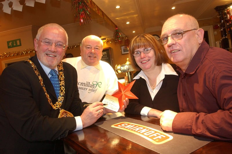 The pub was backing the Star Of Thought Macmillan Cancer campaign 19 years ago and landlord Bob Jobes was pictured right.