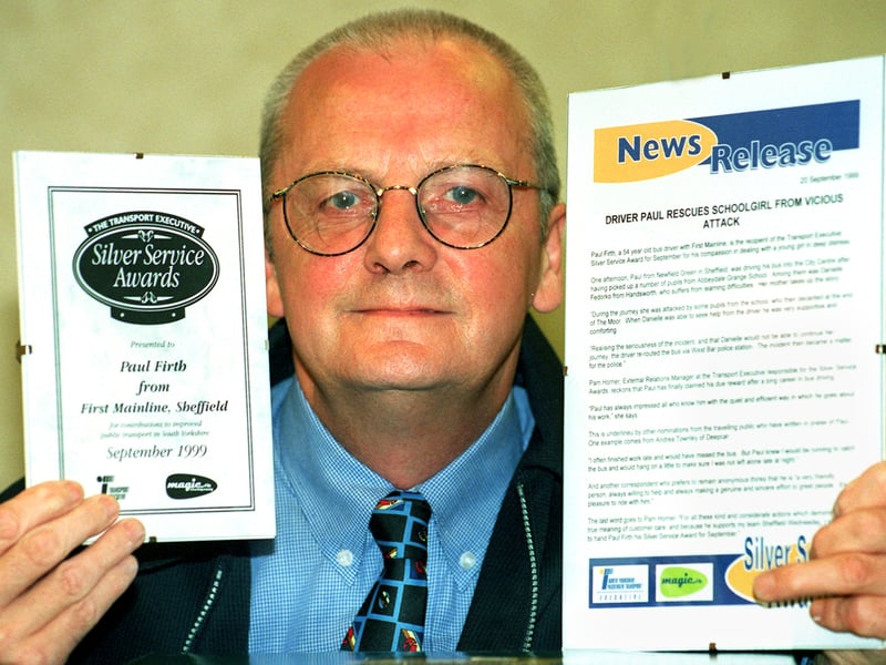 First Mainline bus driver Paul Firth pictured after winning the South Yorkshire Transport Executive Silver Service Award