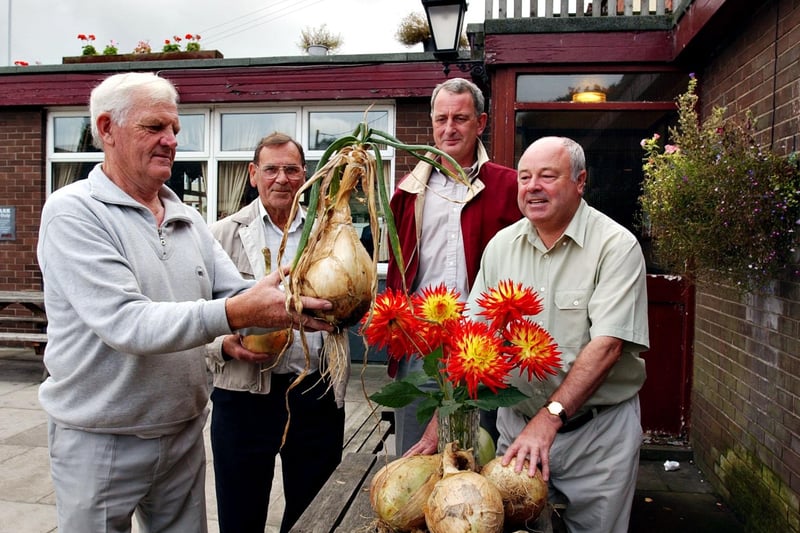 Members of the Board Inn Leek Club with some great produce to display in 2003.