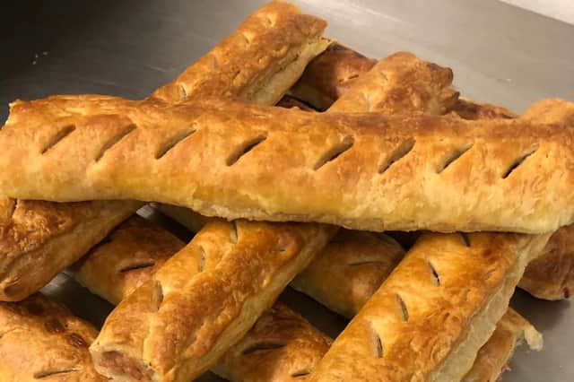 The foot-long sausage rolls which have gone on sale at Barkers the Bakers stores around Sheffield, in Lowedges, Greenhill and Norton Lees, priced £2.50
