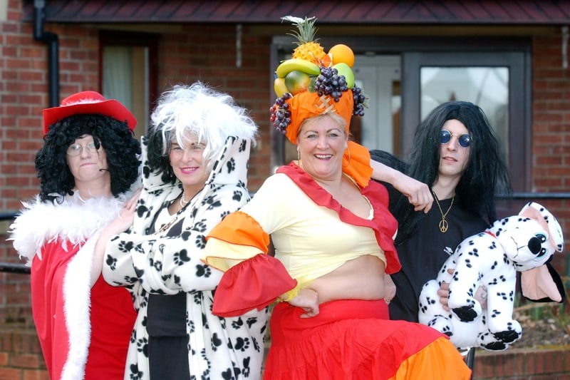 Jean Ratcliff, Paula Clarke, Audrey Hughes and Kris Gair got dressed up at Ashbourne Lodge for Comic Relief 19 years ago.
