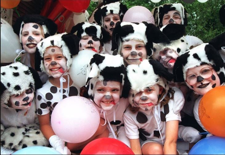 Penwortham Brownies dressed as dalmations for the 1997 procession.