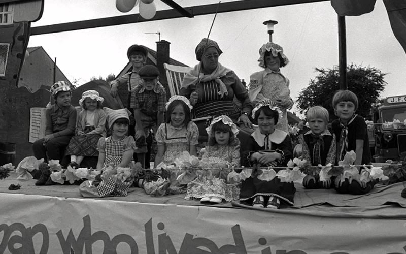 The 'Old Woman Who Lived In A Shoe' float in Penwortham Gala, 1978