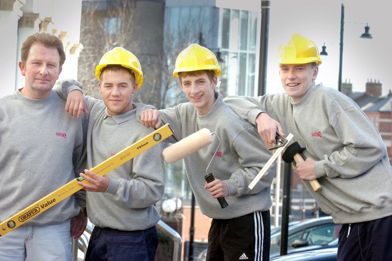 John Lonsdale, Adam Jones and Michael Lindsay were the apprentices at the Rite@Home project in 2008.
Co-ordinator Geoff Porteous was the man joining them for a photo.