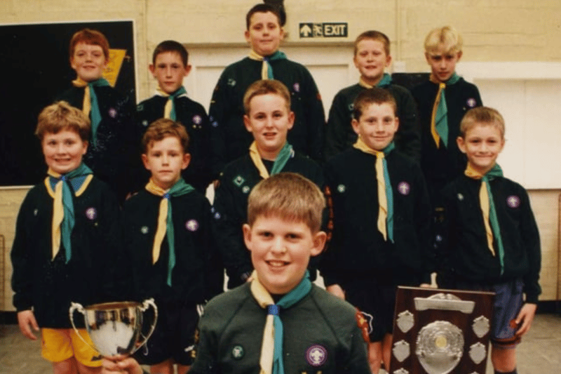 Team captain Callum Rochford and the other winning players of the Seventh Cub Scout football team in April 1996. Who can tell us more about their victory? 