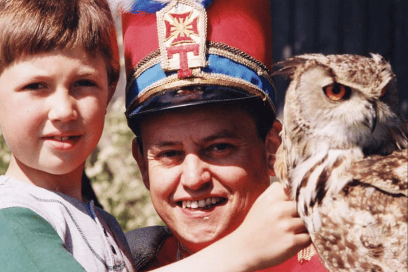 Eagle Owl Bonny Lass got plenty of attention at the Brinkburn Community Association's open day in 1996, including from Tommy the Trumpeter and youngster Blake Gustafson. 