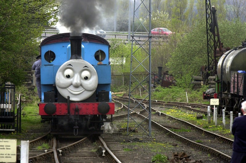 Thomas the Tank Engine steams into Middleton Light Railway where he was the star attraction for a fun day in April 2002.