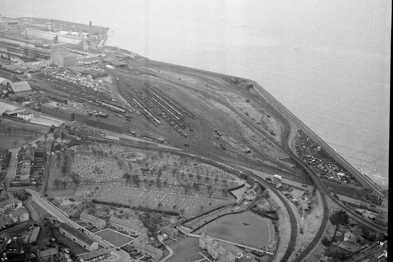 An aerial shot taken in January 1964 of Seafield Cemetery.