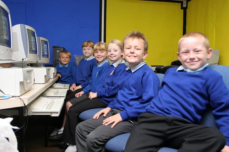 These pupils were enjoying themselves at a school design challenge in October 2005.